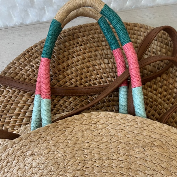 Time & Tru Circle Straw Handbag 15.5" - Beach Summer - Picture 6 of 10